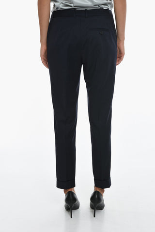 Slim Fit Pants With Ankle Cuffs