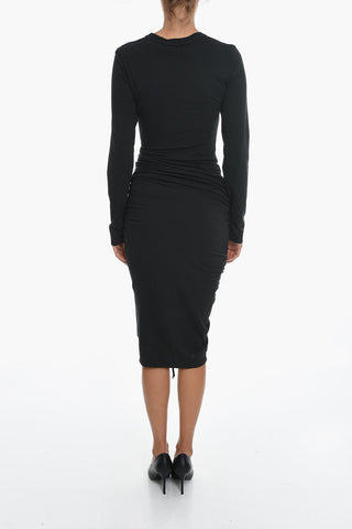 Jersey Midi Dress with Draped Detail