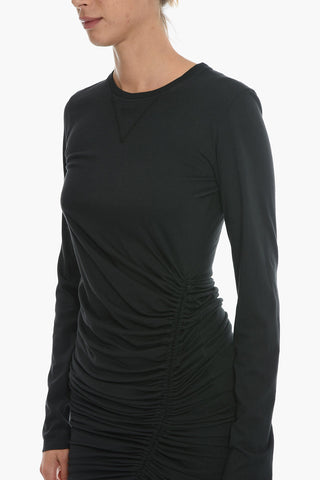 Jersey Midi Dress with Draped Detail