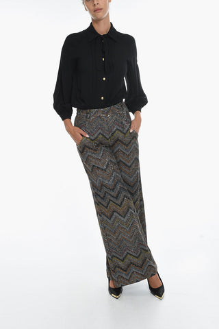 Pantaloni Chevron a Palazzo con Paiettes