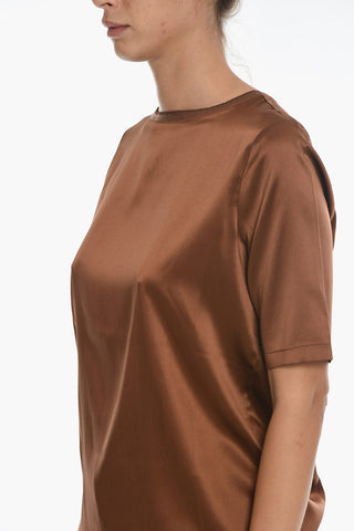 Silk Crewneck Short Sleeved T-shirt