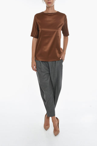 Silk Crewneck Short Sleeved T-shirt