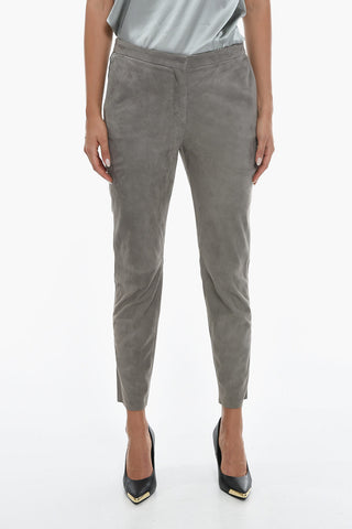 Suede Leather Slim Fit Pants