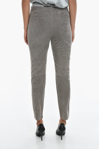 Suede Leather Slim Fit Pants