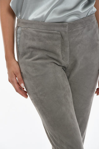 Suede Leather Slim Fit Pants