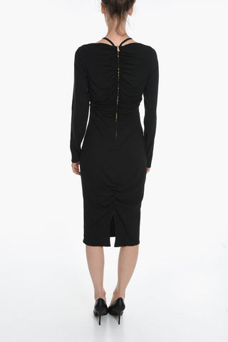 V-Neck Gathered long Sleeved Dress