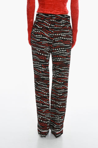 Star Print Silk Pants with Palazzo Design