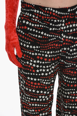 Star Print Silk Pants with Palazzo Design
