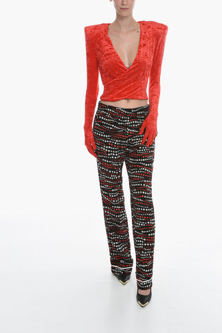 Star Print Silk Pants with Palazzo Design