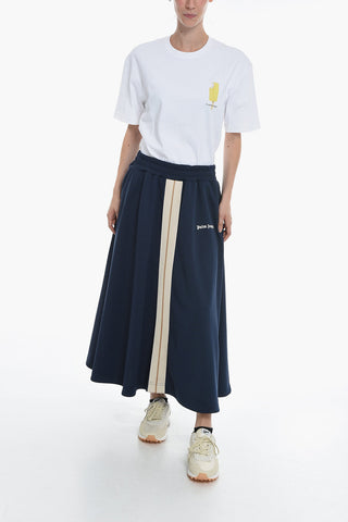 Contrasting Band Track Skirt with Elastic Wasitband