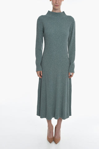 Cashmere Blend Maxi dress With Lurex Detailing