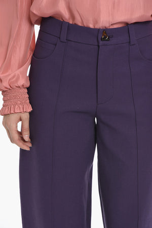 Wool Trousers EDGE With Decorative Button