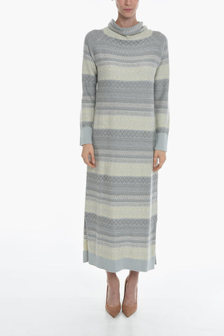 Cashmere Blend Maxi Dress With Sequins Detailing
