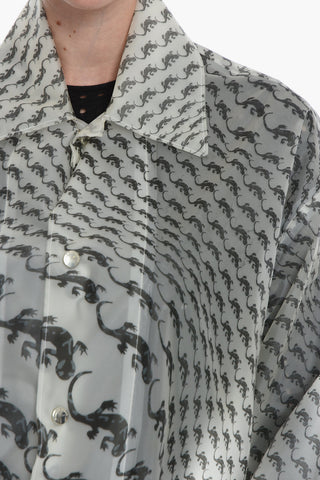 Allover Geko Print Clear Raincoat Trench