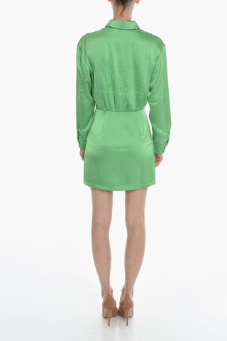 Satin LIZA Mini Shirtdress with buttoned cuffs