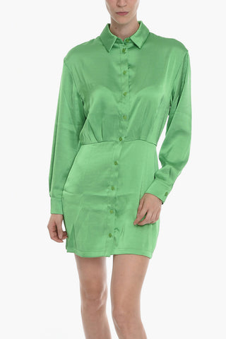 Satin LIZA Mini Shirtdress with buttoned cuffs
