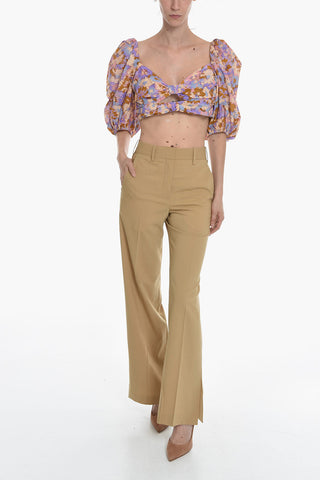 Palazzo Pants With Pleated Ankles