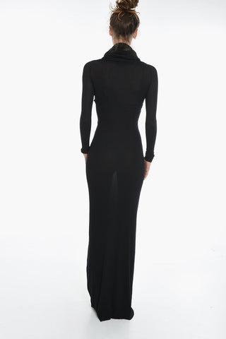 Turtleneck Stretchy Long Sleeved Maxi Dress