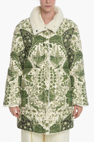 Reversible Shearling Coat with Floral Pattern