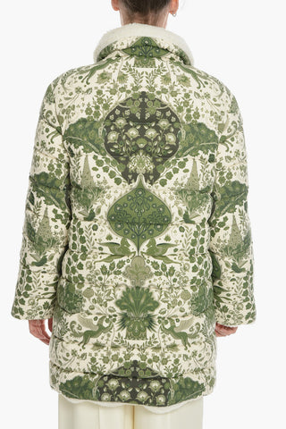 Reversible Shearling Coat with Floral Pattern