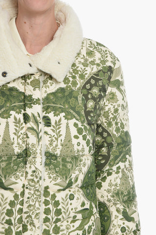 Reversible Shearling Coat with Floral Pattern