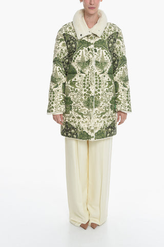 Reversible Shearling Coat with Floral Pattern