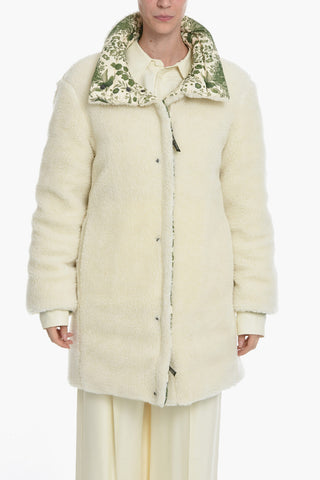 Reversible Shearling Coat with Floral Pattern