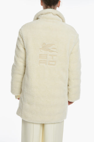 Reversible Shearling Coat with Floral Pattern