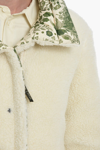 Reversible Shearling Coat with Floral Pattern