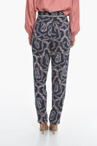 Patch Pocket Regular Fit Pants with Paisley Motif