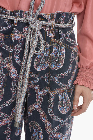 Patch Pocket Regular Fit Pants with Paisley Motif
