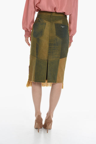 GOLD LINE Floral Embroidey CARPET Fringed Skirt