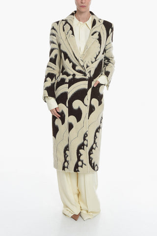 Double-breasted Coat With Two-Tone Pattern