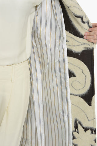 Double-breasted Coat With Two-Tone Pattern