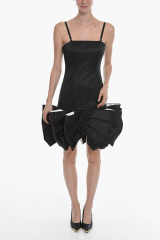 Satin LEIZA Sheath Dress with Contrasting Ruffles
