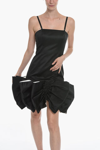 Satin LEIZA Sheath Dress with Contrasting Ruffles