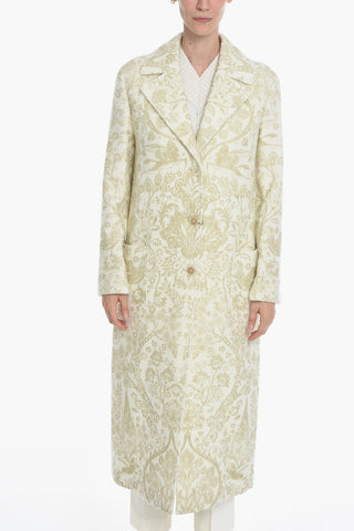 Single-breasted Floral Patterned Coat with  Patch Pockets