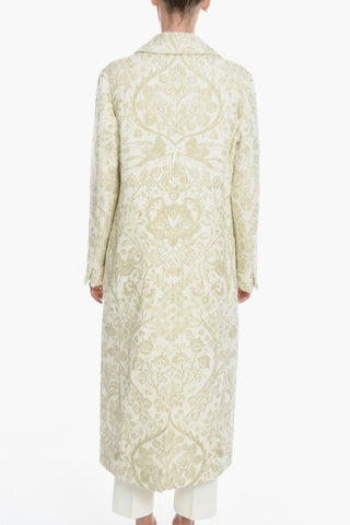 Single-breasted Floral Patterned Coat with  Patch Pockets
