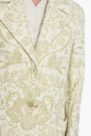 Single-breasted Floral Patterned Coat with  Patch Pockets