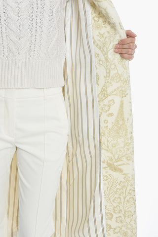 Single-breasted Floral Patterned Coat with  Patch Pockets