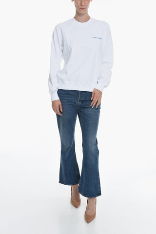 Fleeced Cotton GITTA Crew-neck Sweatshirt with Embroidered Logo