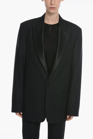 MM1 Tone On Tone Striped Lined Single Breasted Blazer