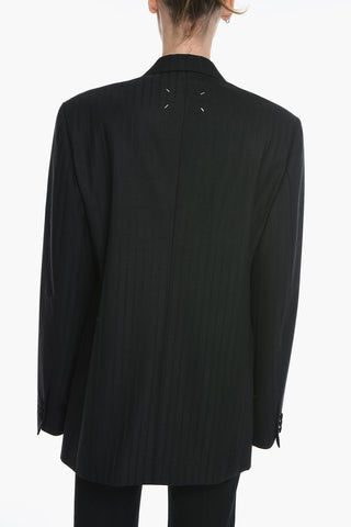 MM1 Tone On Tone Striped Lined Single Breasted Blazer