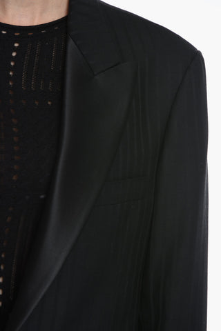MM1 Tone On Tone Striped Lined Single Breasted Blazer