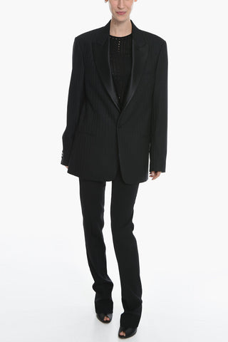 MM1 Tone On Tone Striped Lined Single Breasted Blazer