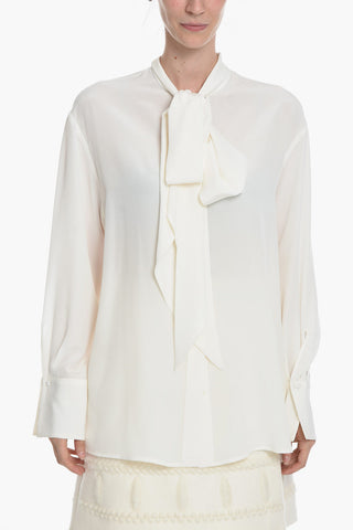 Silk Shirt With Ribbon Neckline