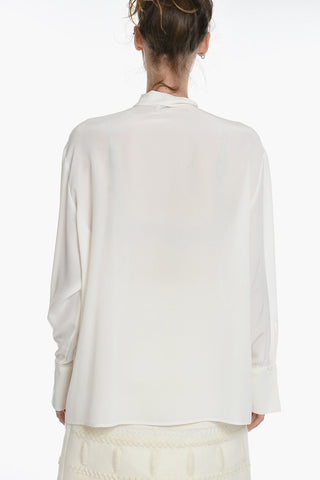 Silk Shirt With Ribbon Neckline