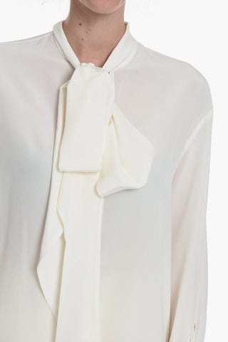 Silk Shirt With Ribbon Neckline