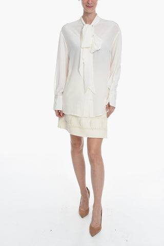 Silk Shirt With Ribbon Neckline