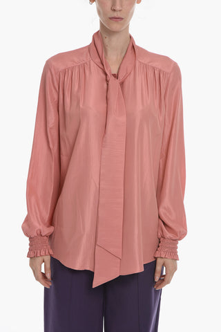 BOUTIQUE Camicia Tie Neck in Misto Seta